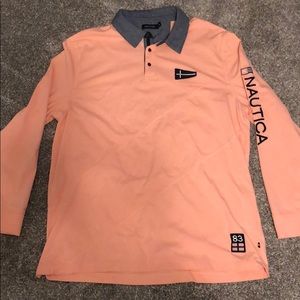Salmon Pink Nautica Collar Long Sleeve 3XL